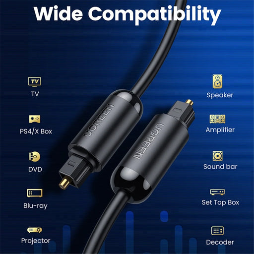 UGREEN 1m Toslink Digital Fiber Optical Audio Cable for Xbox 360 Soundbar Speaker Amplifier - 2