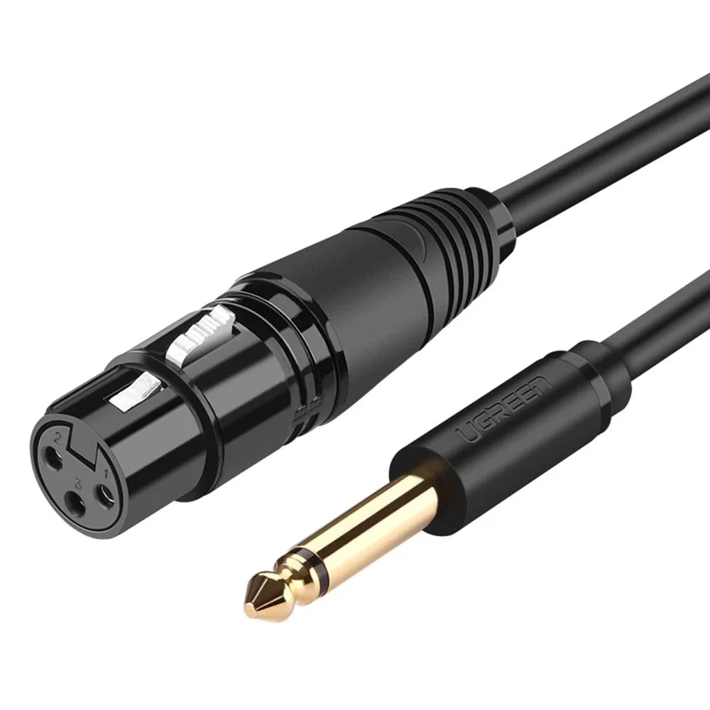 UGREEN 5m Microphone Wire for Speakers Sound Consoles Amplifier 6.35mm TRS to Cannon XLR Audio Cable - 1