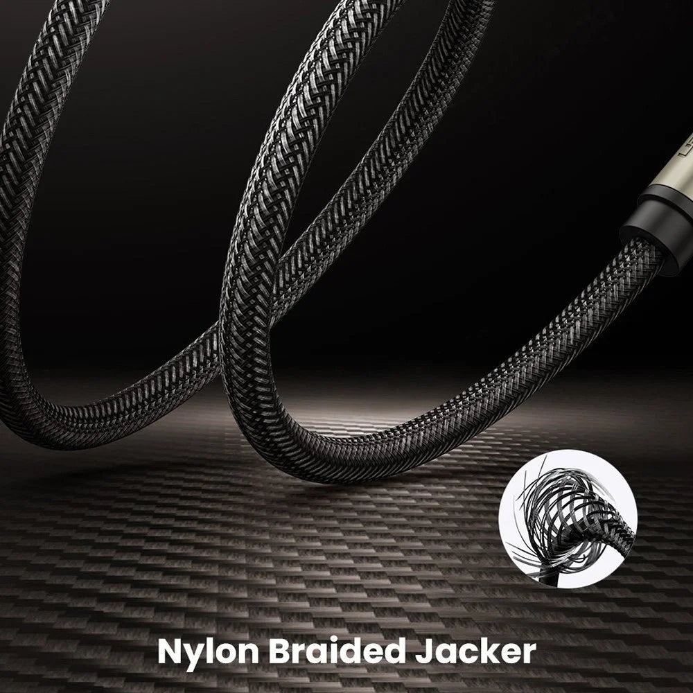 UGREEN 40815 10-Meter 6.35mm Male to Male Straight Audio Cable Nylon Braided Aux Cord for Electric Guitar/Home Theater/Amplifier/Bass - 7