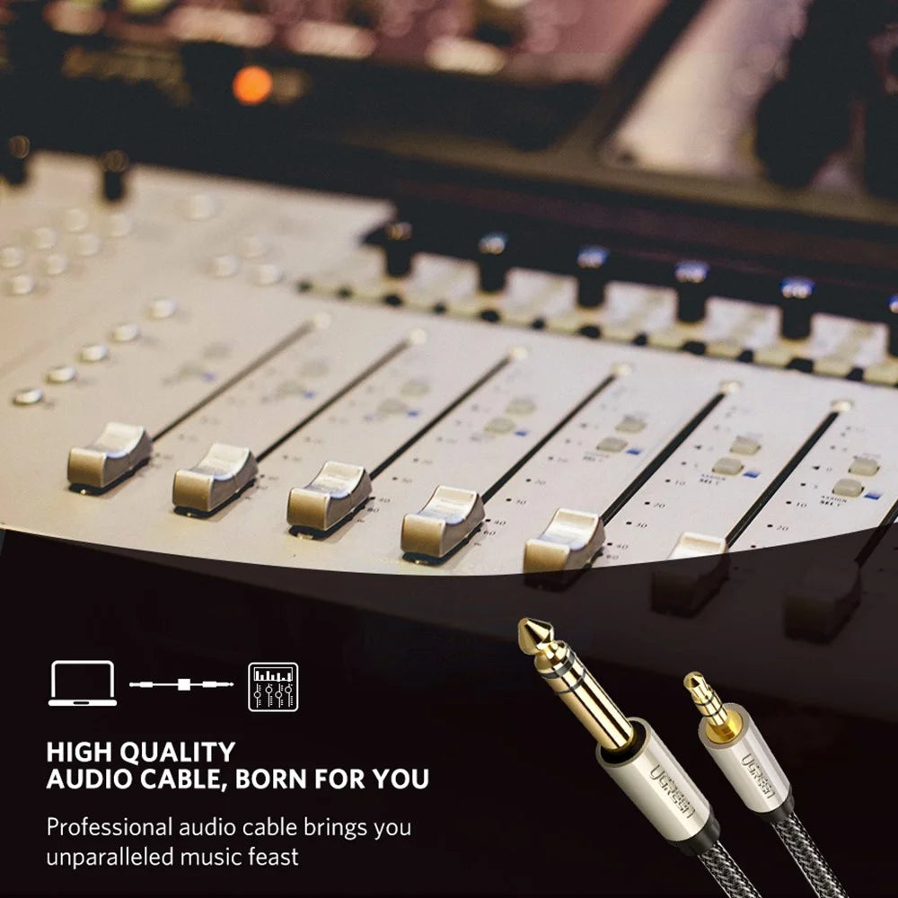UGREEN 40803 1.5-Meter 3.5mm TRS (1/8 inch) Male to 6.35mm TS (1/4 inch) Male Stereo Headphone Jack Audio Adapter for Cellphones/Amplifiers/Home Theater - 4
