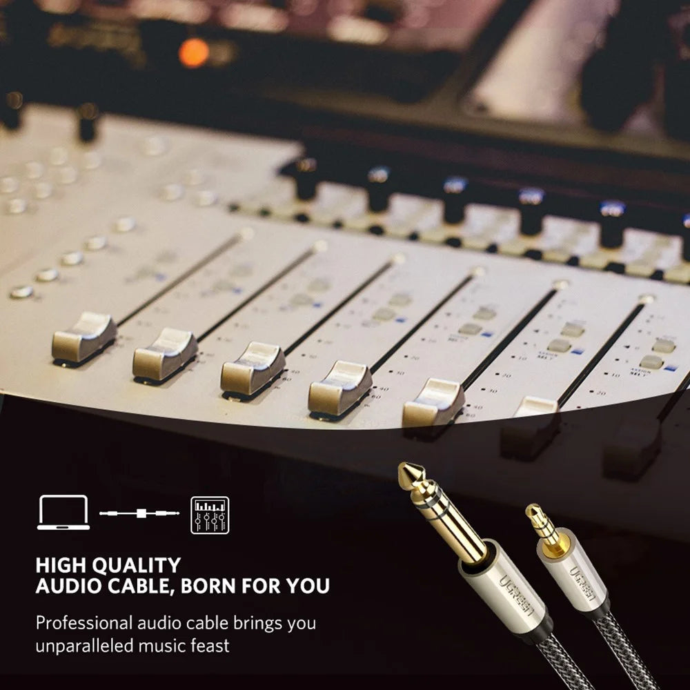 UGREEN 40805 3-Meter 3.5mm TRS to 6.35mm TS Male Straight AUX Cable Audio Adapter for Cellphones/Amplifiers/Home Theater - 4
