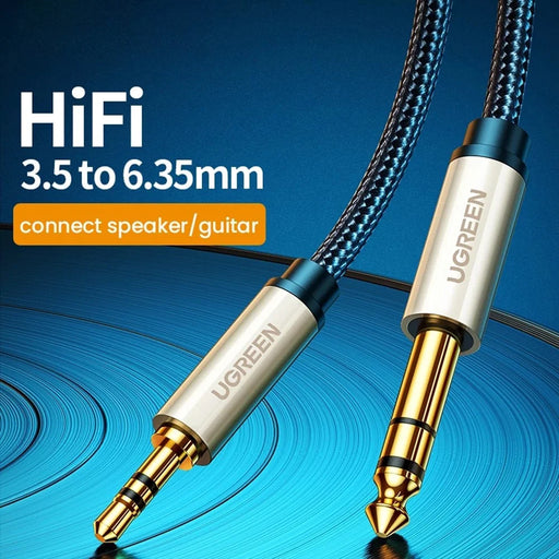 UGREEN 40808 10-Meter 3.5mm TRS 1/8'' Male to 6.35mm TS 1/4'' Male Audio Cable Connector Adapter for Cellphones/Amplifiers/Home Theater - 2