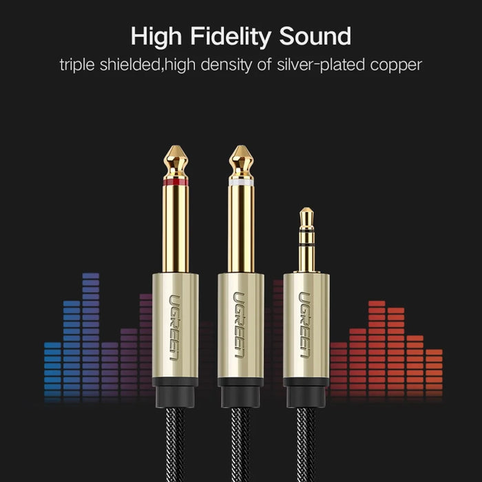UGREEN 40791 1.5-Meter 3.5mm 1/8" Male TRS to 2 x 6.35mm 1/4" Male TS Stereo Audio Cable Y Splitter for Cellphones/Amplifiers/Home Theater - 5