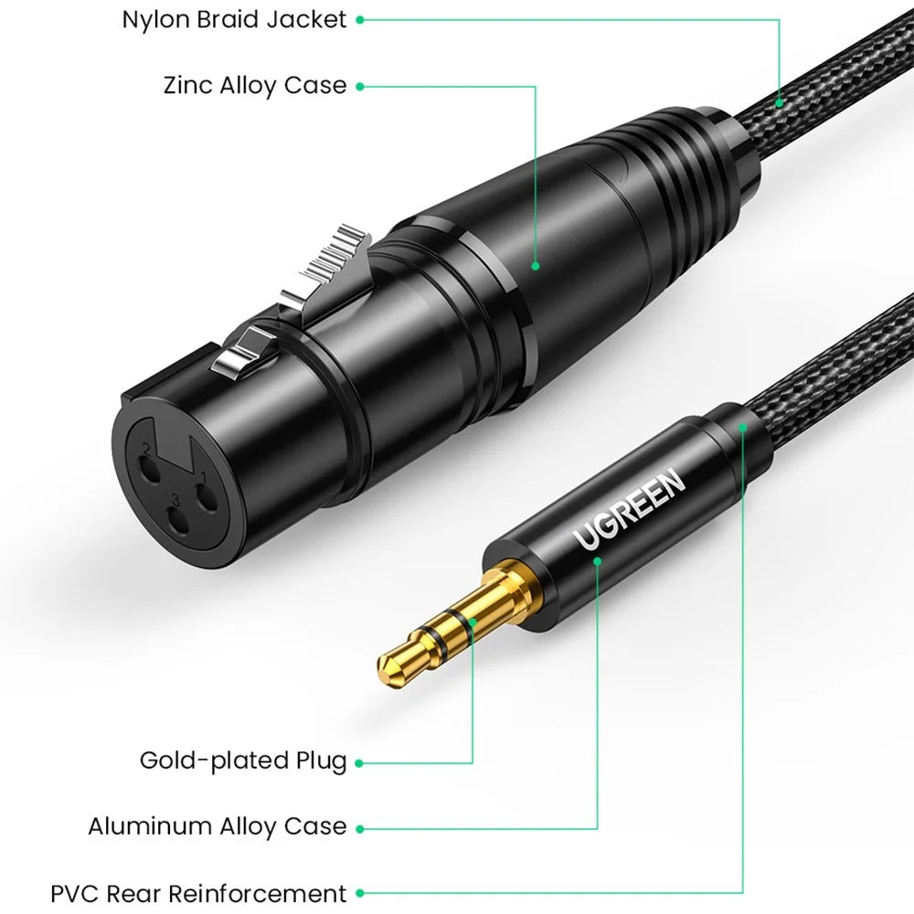 UGREEN 1m 3.5mm Male to XLR Female Audio Cable for Microphone Speakers Sound Consoles Amplifier - 7