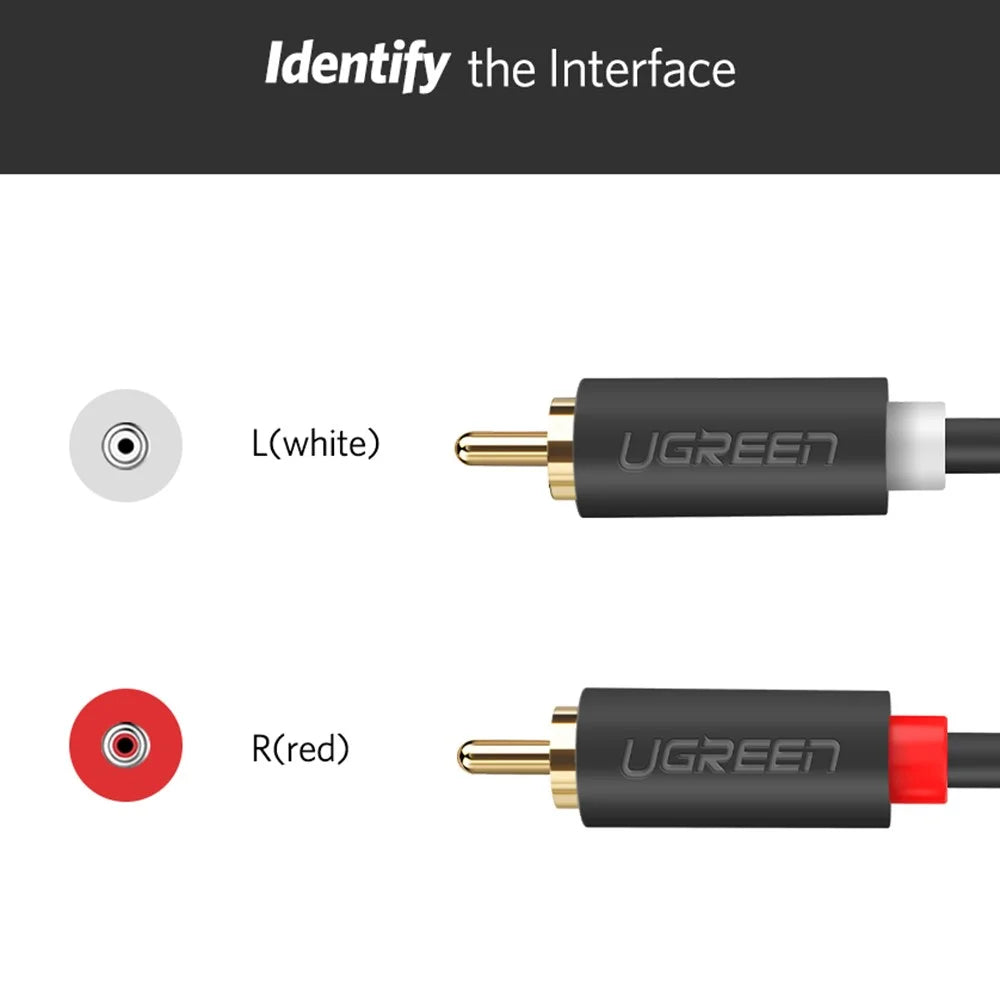 UGREEN 3m 2RCA to 2 RCA Male to Male Double Shielding Audio Cable for Home Theater DVD TV Amplifier CD Soundbox - 5