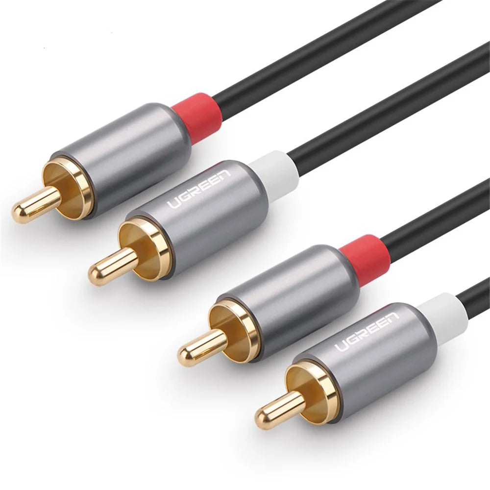 UGREEN 1.5m For Home Theater DVD TV Amplifier CD Soundbox 2RCA to 2 RCA Male to Male HiFi Stereo Audio Cable - 2