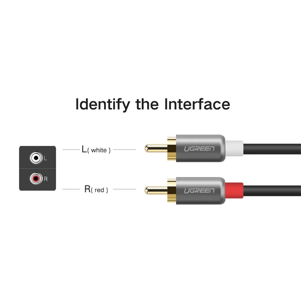 UGREEN 1.5m For Home Theater DVD TV Amplifier CD Soundbox 2RCA to 2 RCA Male to Male HiFi Stereo Audio Cable - 4