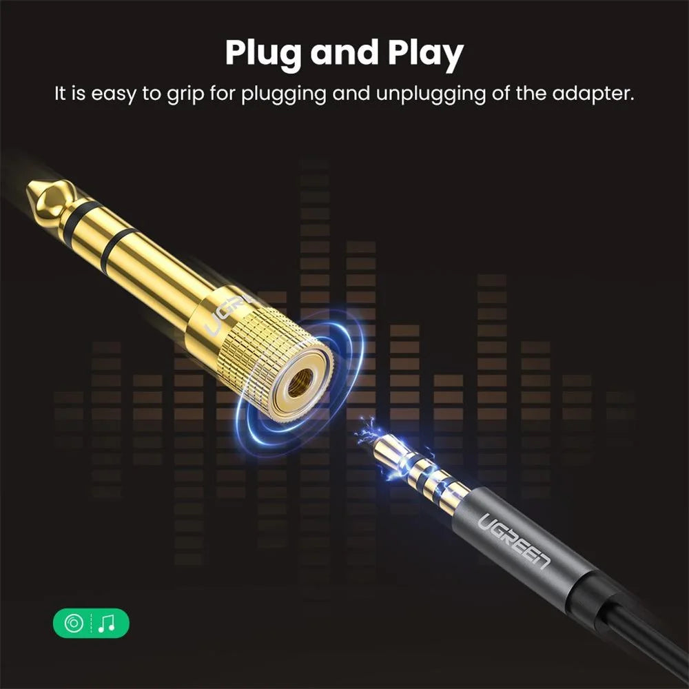 UGREEN 6.35mm Male to 3.5mm Female Headphone Audio Adapter Amplifier Mixer Guitar Piano Stereo System 6.5mm Converter - 4