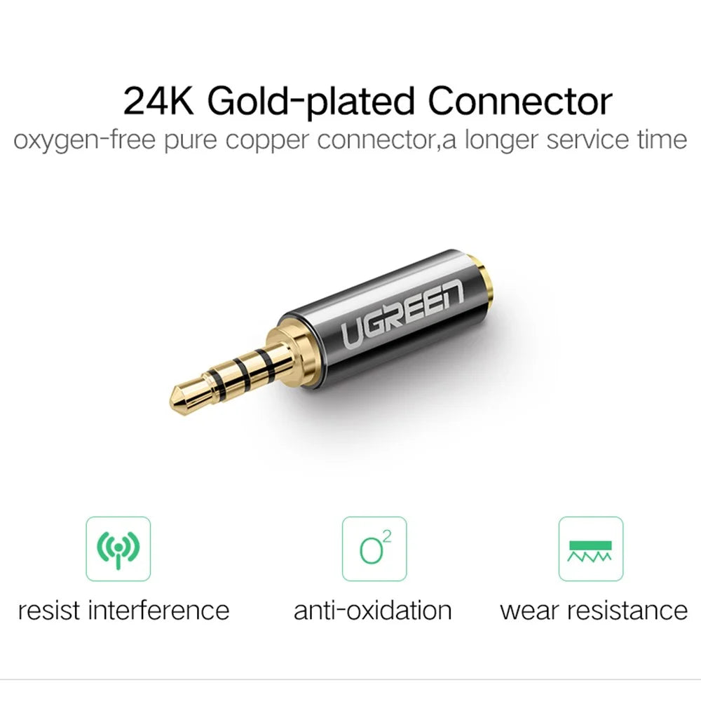UGREEN 2.5mm Male to 3.5mm Female Stereo Audio Headphone Jack Converter Gold Plated Audio Adapter - 5