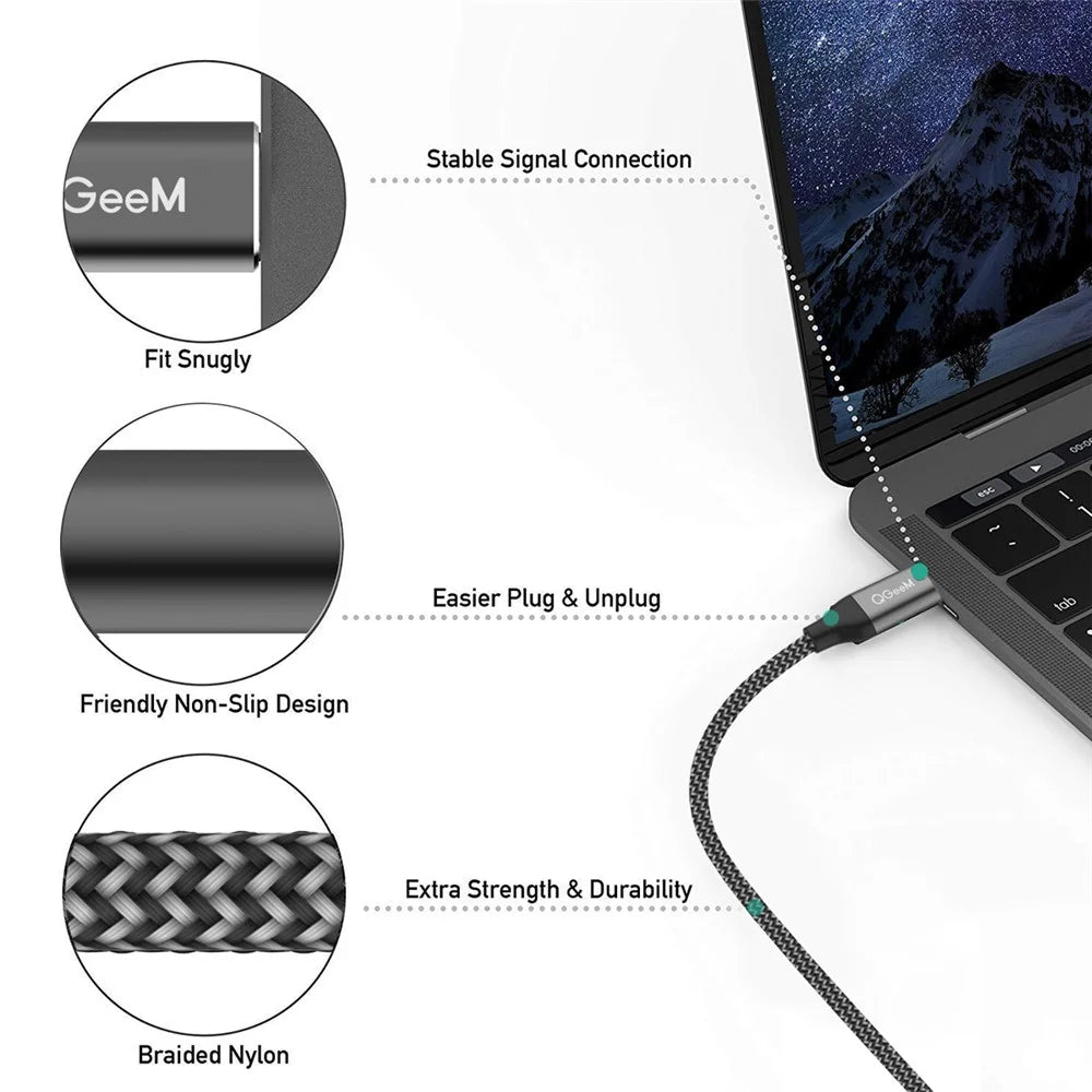 QGEEM QG-UA13 1.8m Type-C Male to DP Male Nylon Braided Cable 4K/60Hz TV Monitor Connection Cable - 4
