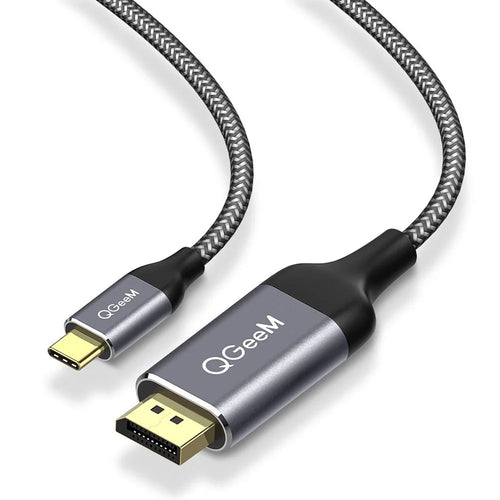 QGEEM QG-UA13-12 Type-C Male to DP Male Adapter Nylon Braided USB-C to DP Converter Cable 4K/60Hz for Mobile Phones Computers 1.2m - 1