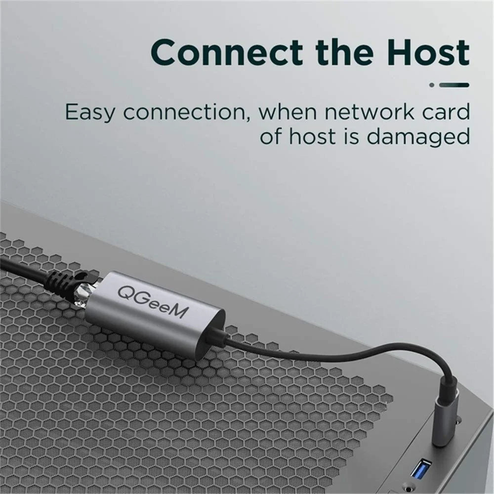 QGEEM UA05-A USB 3.0 to Gigabit Ethernet Adapter USB to RJ45 LAN Wired Converter Compatible with Nintendo Switch Wii MacBook All USB Devices - 4