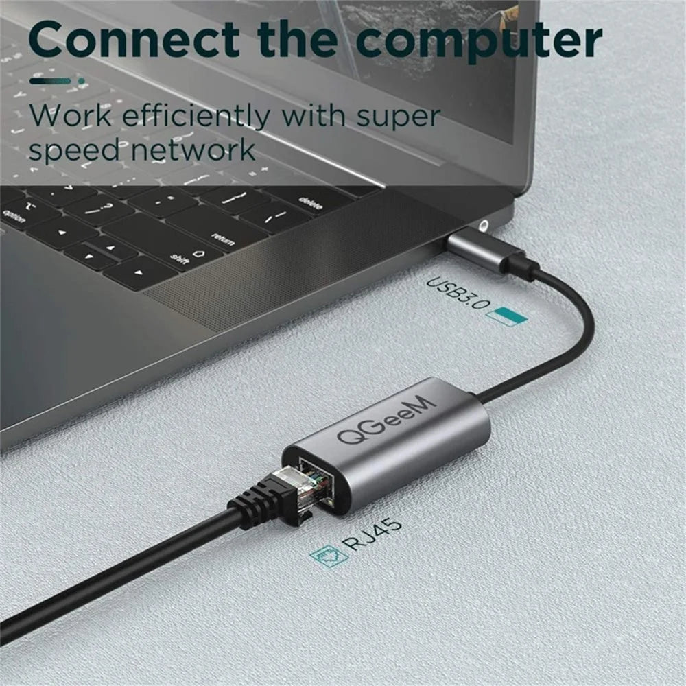 QGEEM UA05-A USB 3.0 to Gigabit Ethernet Adapter USB to RJ45 LAN Wired Converter Compatible with Nintendo Switch Wii MacBook All USB Devices - 5