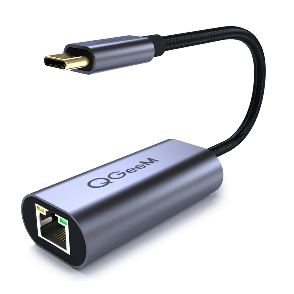 QGEEM UA05 USB-C to RJ45 Ethernet 1000Mbps LAN Network Adapter Cable for MacBook - 1