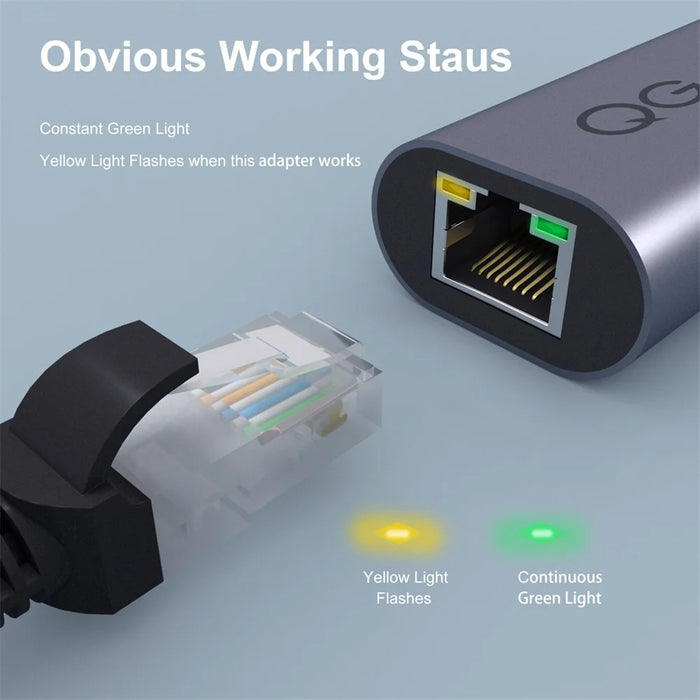 QGEEM UA05 USB-C to RJ45 Ethernet 1000Mbps LAN Network Adapter Cable for MacBook - 6