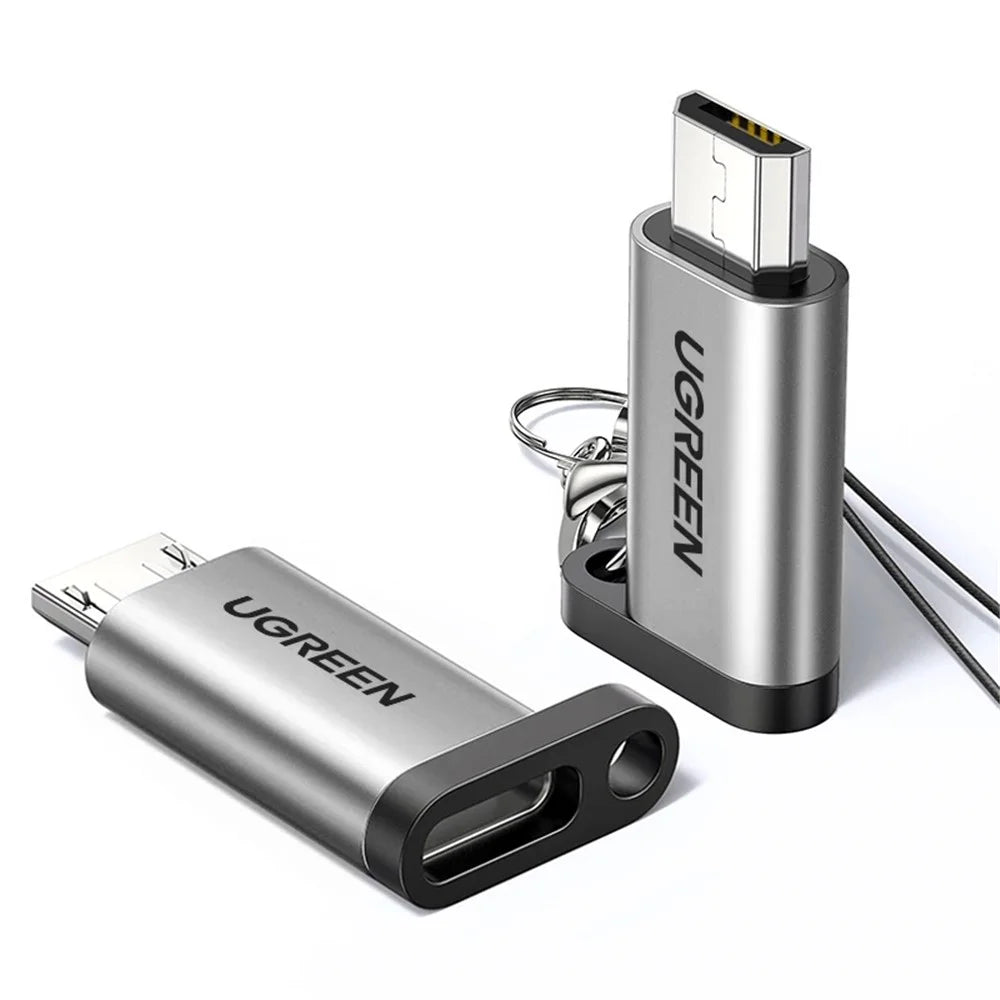 UGREEN 50590 Mini Micro USB Male to Type-C Female Adapter Portable Type-C Converter with Chain for Mobile Phones Tablets Laptops - 1
