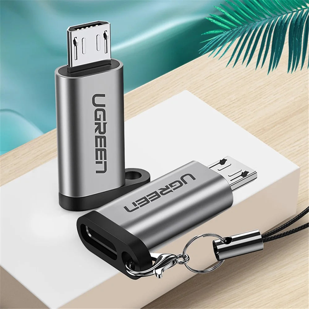 UGREEN 50590 Mini Micro USB Male to Type-C Female Adapter Portable Type-C Converter with Chain for Mobile Phones Tablets Laptops - 2
