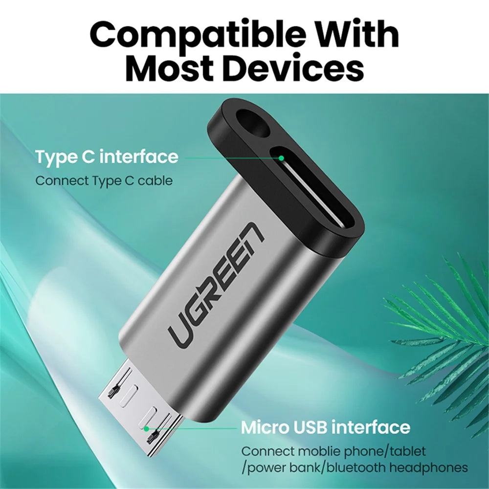 UGREEN 50590 Mini Micro USB Male to Type-C Female Adapter Portable Type-C Converter with Chain for Mobile Phones Tablets Laptops - 3