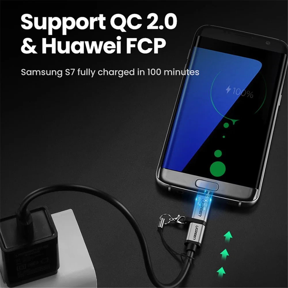 UGREEN 50590 Mini Micro USB Male to Type-C Female Adapter Portable Type-C Converter with Chain for Mobile Phones Tablets Laptops - 4