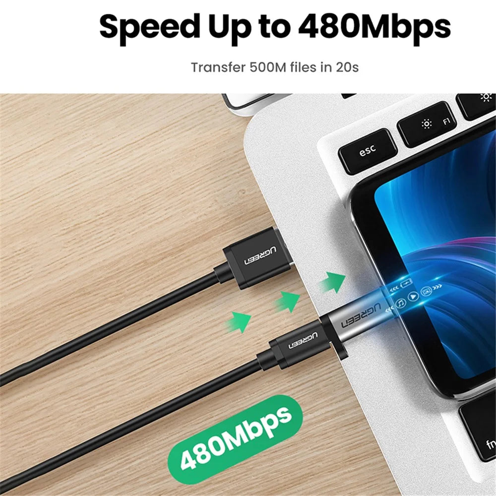 UGREEN 50590 Mini Micro USB Male to Type-C Female Adapter Portable Type-C Converter with Chain for Mobile Phones Tablets Laptops - 5