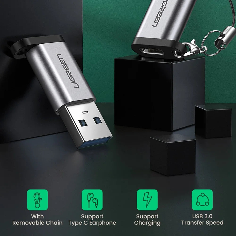 UGREEN US276 USB 3.0 Male to Type-C Female Adapter Mini Potable USB 3.0 Converter for Laptop Samsung Xiaomi 10 Headphones - 2