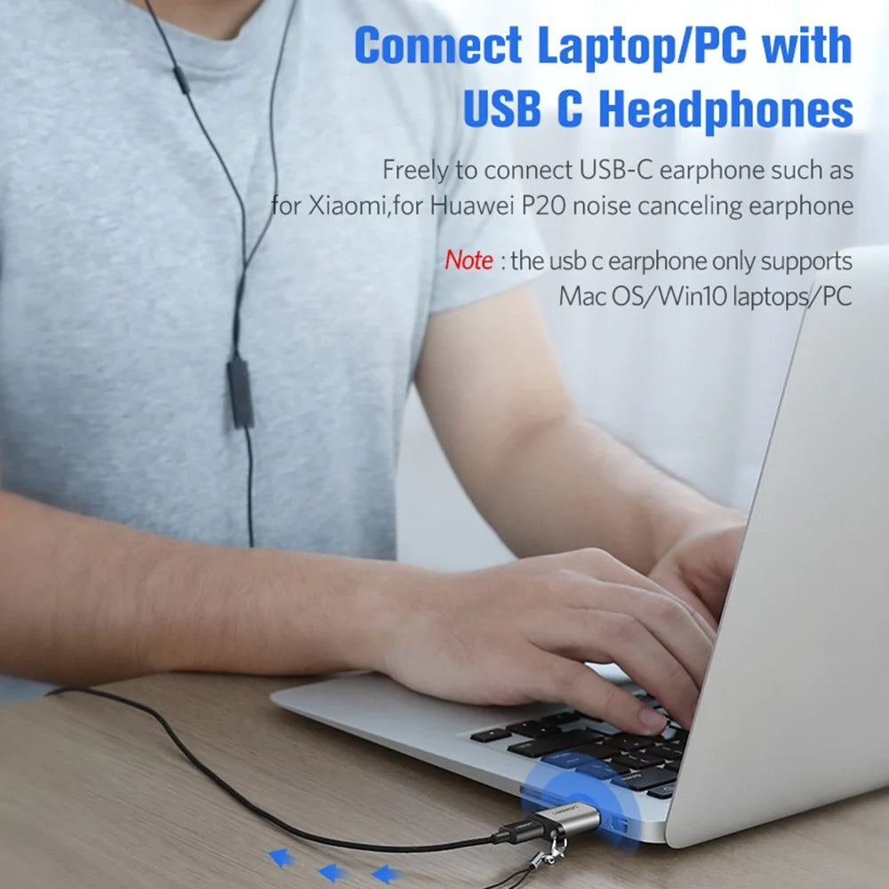 UGREEN US276 USB 3.0 Male to Type-C Female Adapter Mini Potable USB 3.0 Converter for Laptop Samsung Xiaomi 10 Headphones - 5