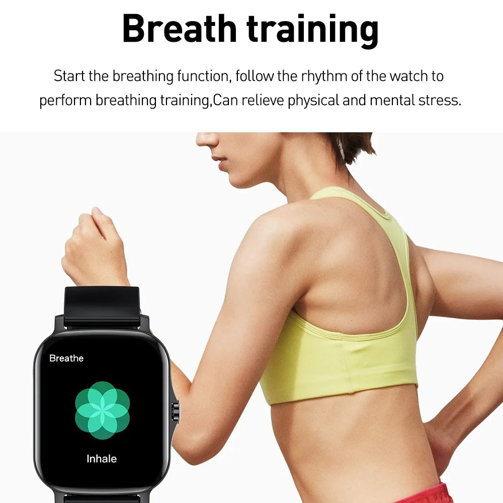 ST30 Breath Training Smart Watch 1.69 Inch Touch Screen Heart Rate Blood Pressure Blood Oxygen Fitness Tracker Wrist Watch - Pink - 7