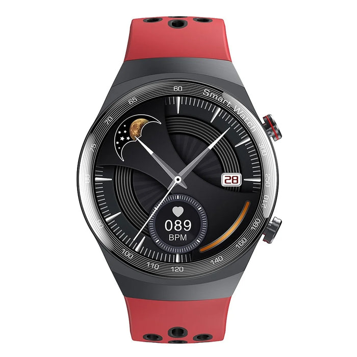 AK26 Fashionable Bluetooth-compatible Smart Watch Sports Modes Body Blood Pressure Sleeping Monitoring Steel Band Smart Bracelet (Silicone Strap) - Black/Red - 2