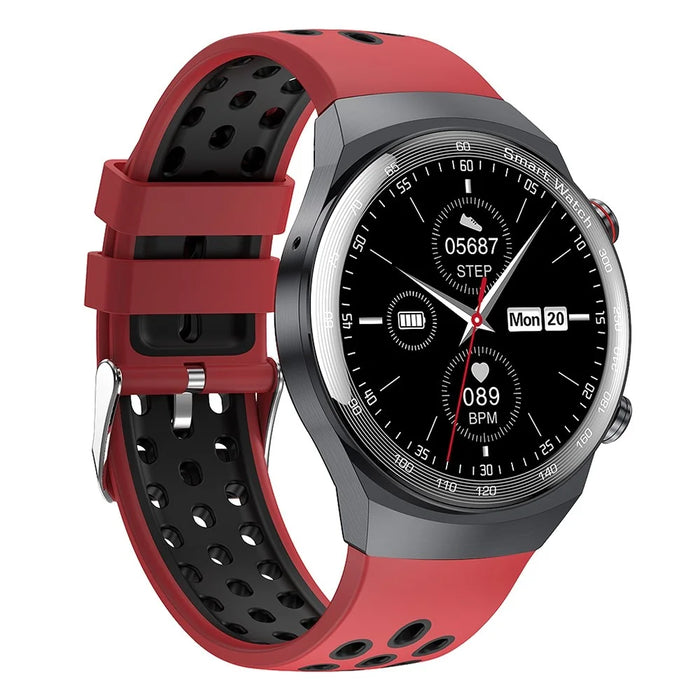 AK26 Fashionable Bluetooth-compatible Smart Watch Sports Modes Body Blood Pressure Sleeping Monitoring Steel Band Smart Bracelet (Silicone Strap) - Black/Red - 3
