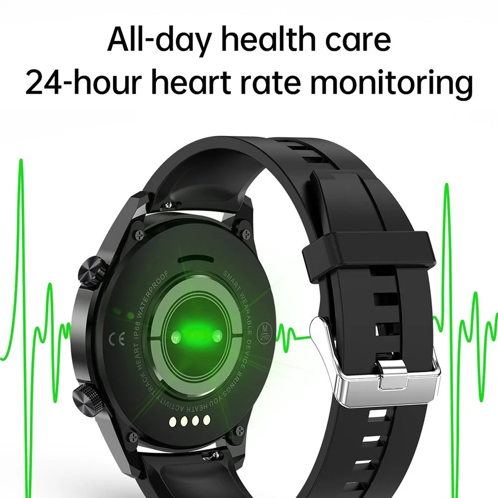 H10 1.3 inch 1.3 inch Smart Bluetooth-compatible Watch Heart Rate Blood Pressure Monitoring Health Bracelet IP68 Waterproof Sports Watch - Black Leather Strap - 5
