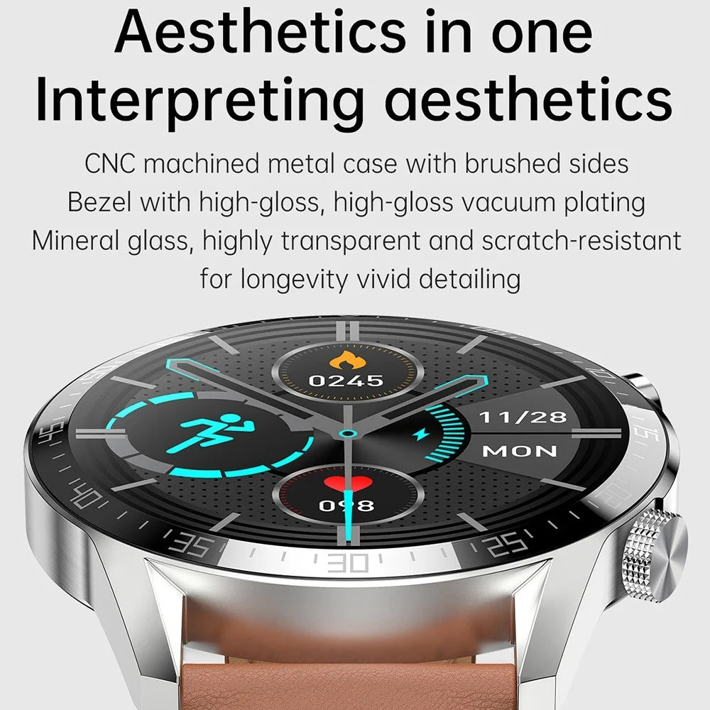 H10 1.3 inch 1.3 inch Smart Bluetooth-compatible Watch Heart Rate Blood Pressure Monitoring Health Bracelet IP68 Waterproof Sports Watch - Black Leather Strap - 6