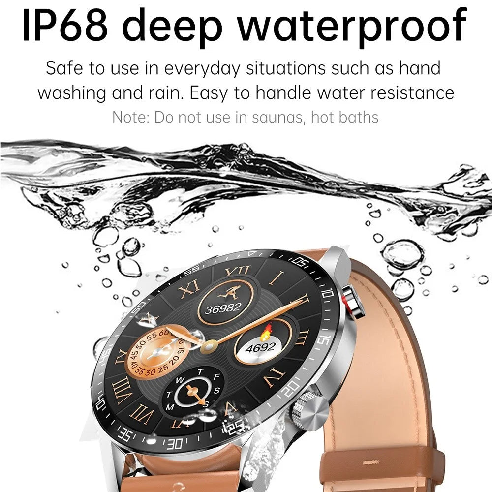 H10 1.3 inch 1.3 inch Smart Bluetooth-compatible Watch Heart Rate Blood Pressure Monitoring Health Bracelet IP68 Waterproof Sports Watch - Black Leather Strap - 7