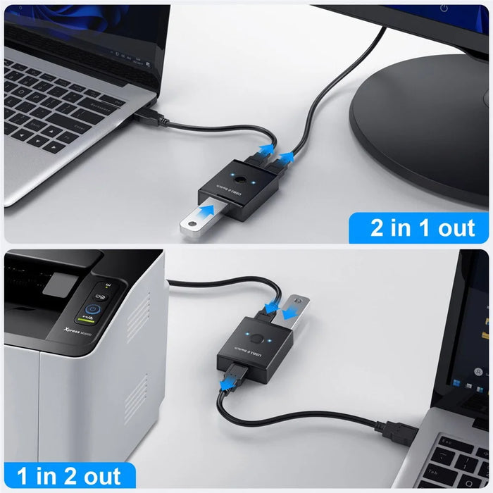 U3-014 KVM USB 3.0 Bidirectional Switch Selector 2 to 1 Sharing or 1 to 2 Hub for Keyboard Mouse Scanner Printer - 3