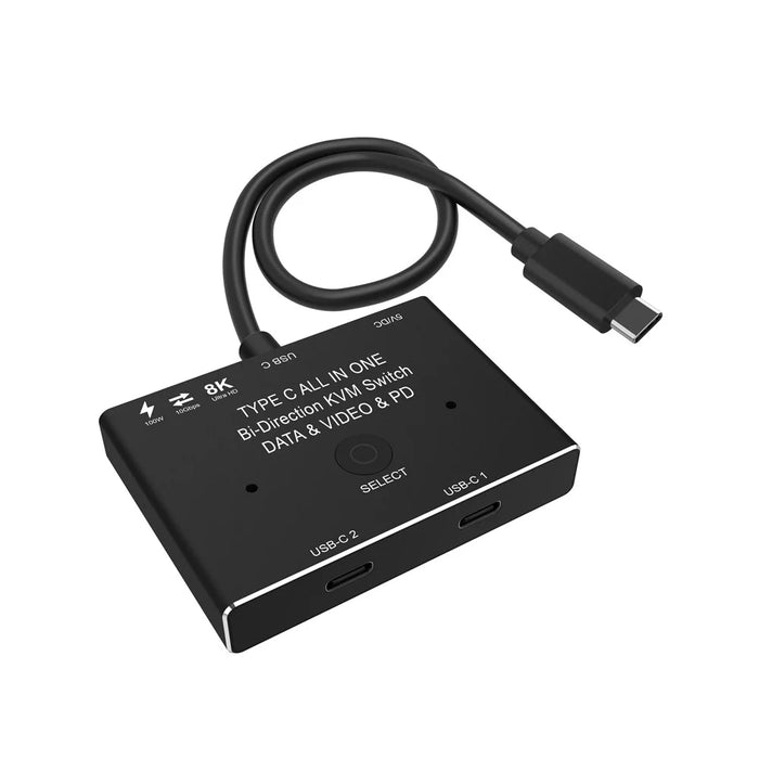 UC-161 0.5m USB-C Bi-Direction Switch MST 1 to 2 Type-C Hub Adapter Support Video 8K/30Hz, 10Gbps Data, PD 100W - 1