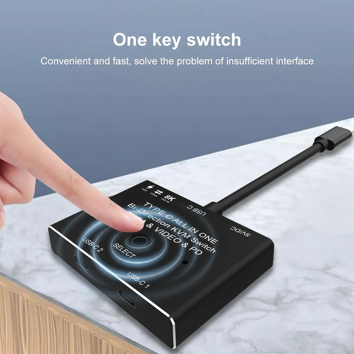 UC-161 0.5m USB-C Bi-Direction Switch MST 1 to 2 Type-C Hub Adapter Support Video 8K/30Hz, 10Gbps Data, PD 100W - 4