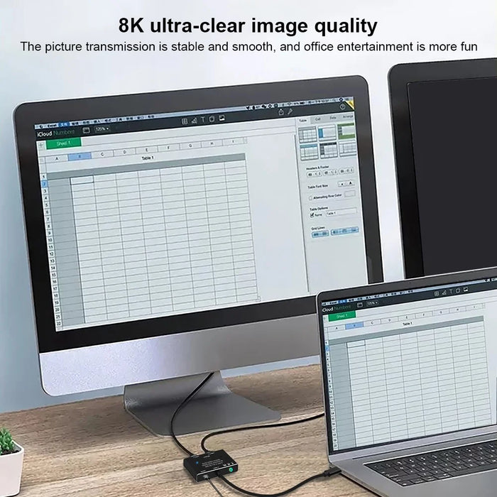 UC-161 0.5m USB-C Bi-Direction Switch MST 1 to 2 Type-C Hub Adapter Support Video 8K/30Hz, 10Gbps Data, PD 100W - 5