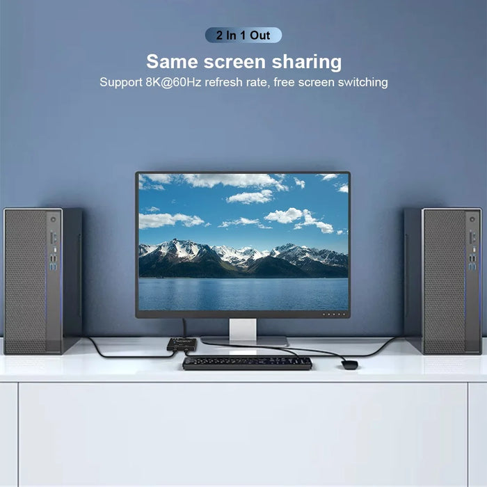 UC-161 0.5m USB-C Bi-Direction Switch MST 1 to 2 Type-C Hub Adapter Support Video 8K/30Hz, 10Gbps Data, PD 100W - 6
