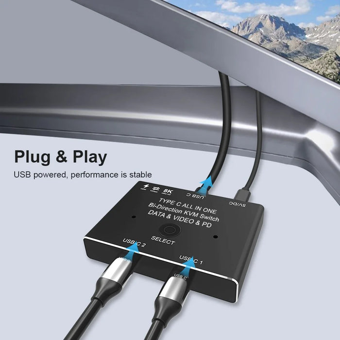 UC-161 0.5m USB-C Bi-Direction Switch MST 1 to 2 Type-C Hub Adapter Support Video 8K/30Hz, 10Gbps Data, PD 100W - 7