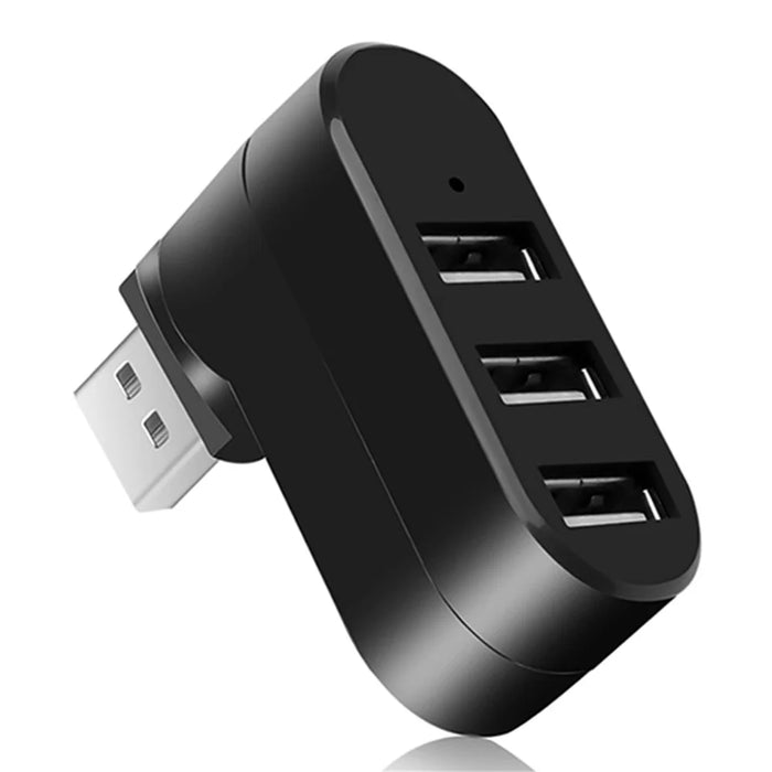 Universal Mini Rotatable 3 Port USB 3.0 Hub High Speed Data Transfer Adapter USB Expander - Black - 1