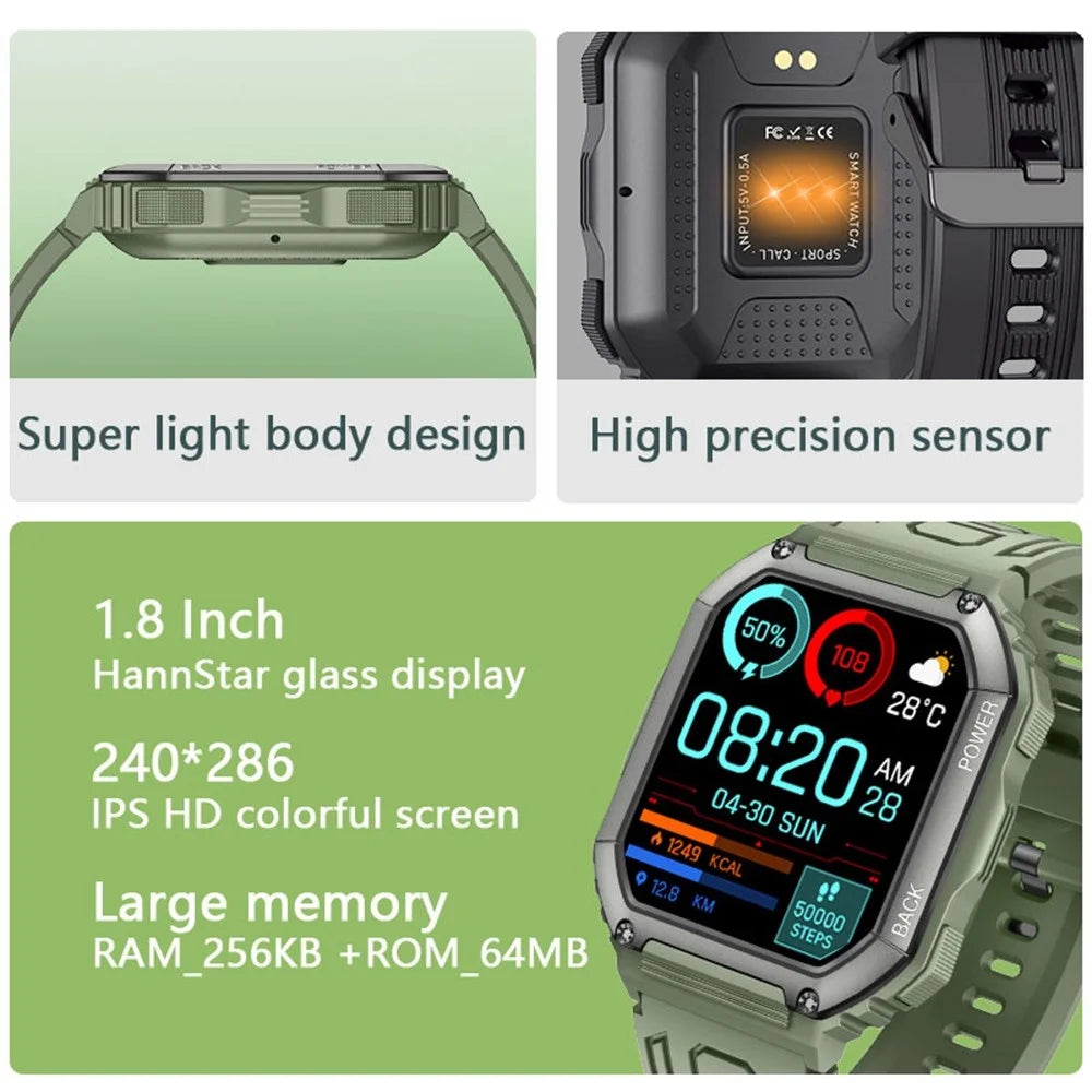 K6 1.8 inch IPS Smart Watch Bluetooth-compatible Calling IP67 Waterproof Sports Bracelet Health Watch with Blood Pressure / Oxygen / Heart Rate / Sleep Monitoring - Black - 5