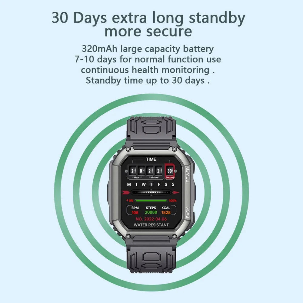 K6 1.8 inch IPS Smart Watch Bluetooth-compatible Calling IP67 Waterproof Sports Bracelet Health Watch with Blood Pressure / Oxygen / Heart Rate / Sleep Monitoring - Black - 6