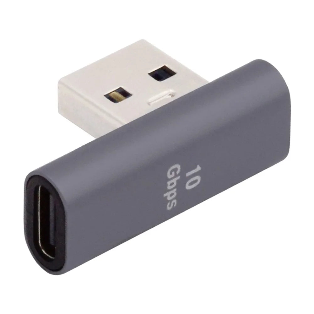 UC-067-LP Type-C Female 90 Degrees Left Angled to USB 3.0 Type-A Male Data Adapter for Laptop Desktop PC - 1