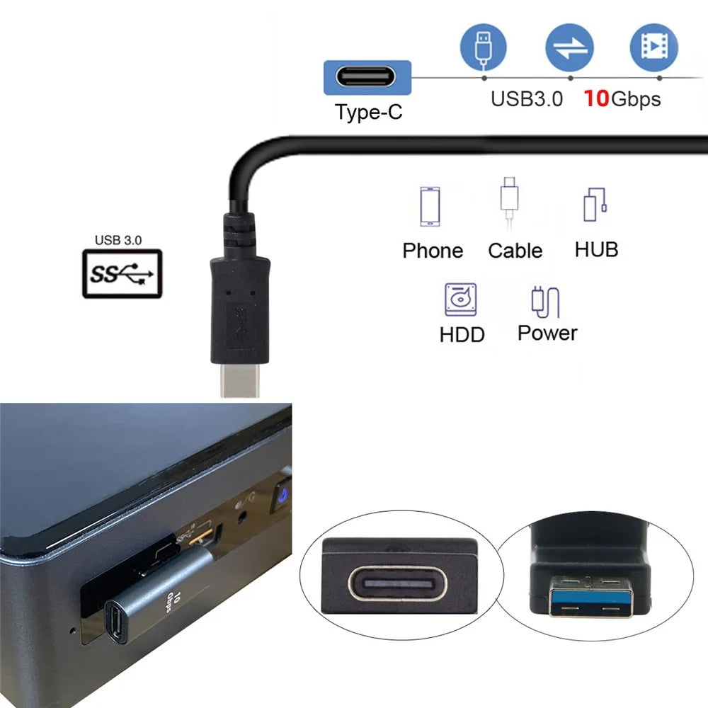 UC-067-LP Type-C Female 90 Degrees Left Angled to USB 3.0 Type-A Male Data Adapter for Laptop Desktop PC - 3