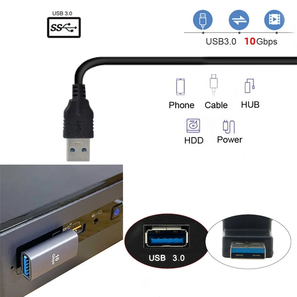 U3-018-LP 10Gbps USB3.0 Male to Female Power Data Transfer Adapter 90 Degrees Left Angled Type Connector - 4