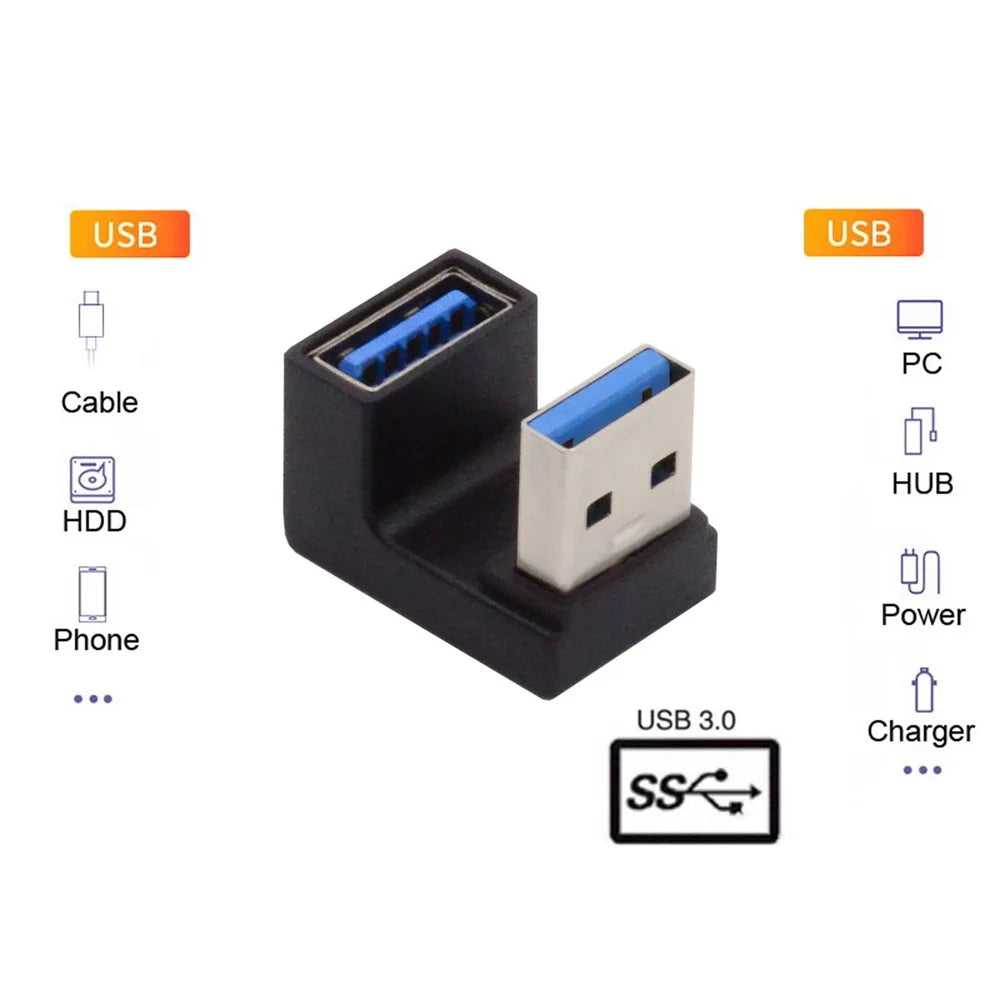 U3-018-OS 10Gbps USB3.0 Male to Female Extension Power Data Transfer Adapter U Shape Connector - 3