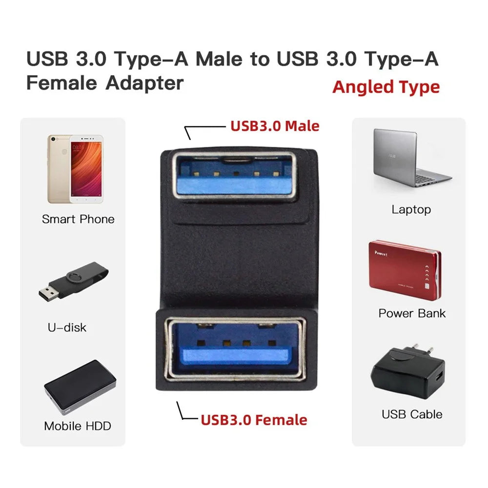 U3-018-OS 10Gbps USB3.0 Male to Female Extension Power Data Transfer Adapter U Shape Connector - 4