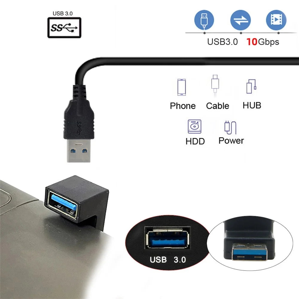 U3-018-OS 10Gbps USB3.0 Male to Female Extension Power Data Transfer Adapter U Shape Connector - 5