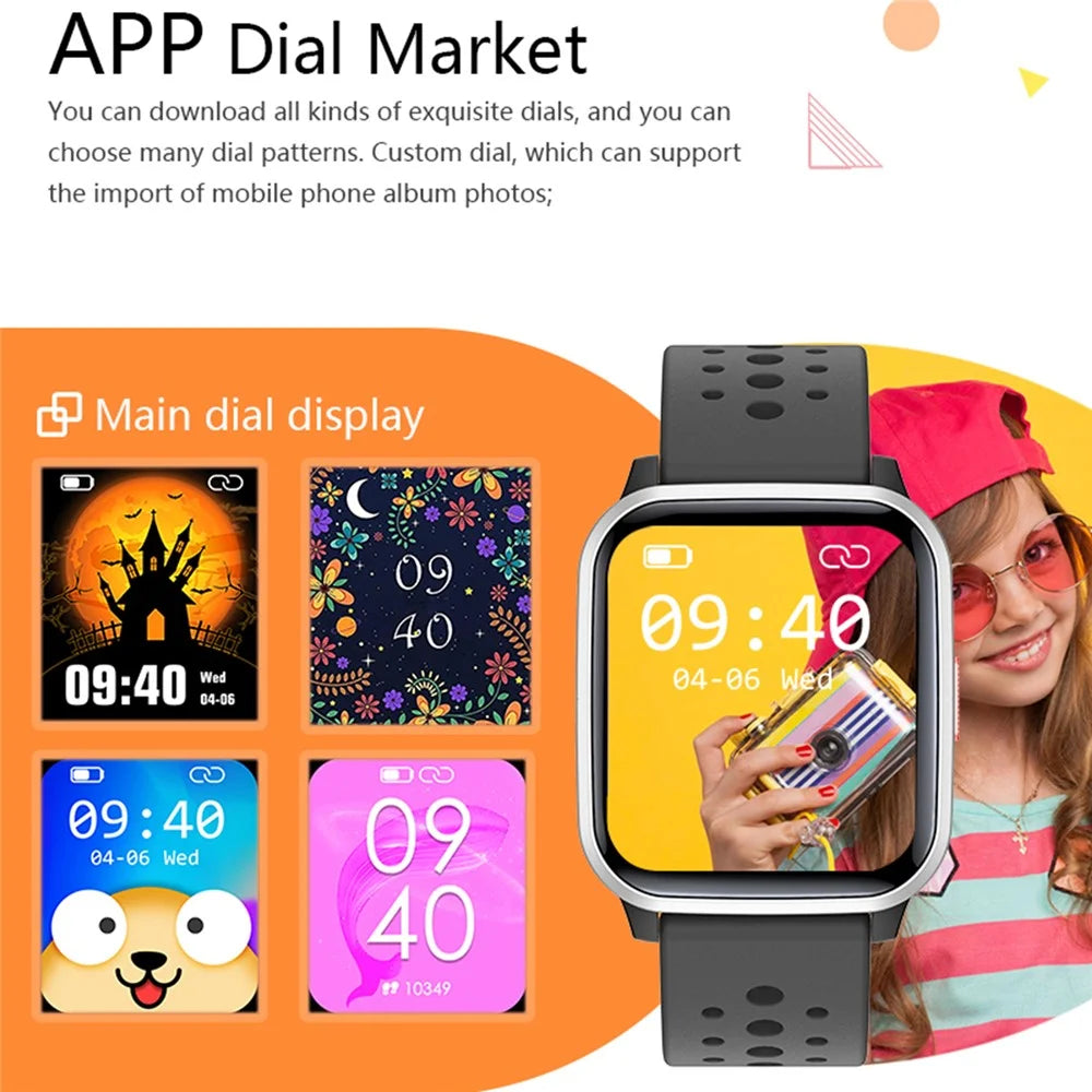 H69 Kid Smart Watch with Heart Rate Sleep Monitoring Anti-lost Waterproof Bracelet Support Music, Take Photo, Games - Black - 5
