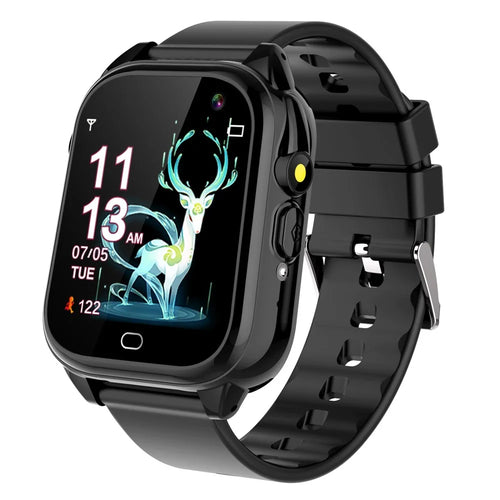 D05 Kids Smart Watch with Silicone Strap, 1.44 inch HD Touch Screen Electric Bracelet Built-in 26 Mini Games - Black - 1