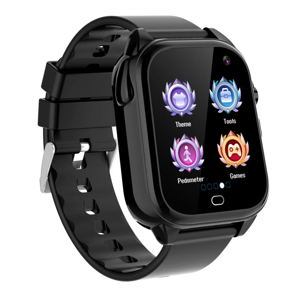 D05 Kids Smart Watch with Silicone Strap, 1.44 inch HD Touch Screen Electric Bracelet Built-in 26 Mini Games - Black - 4